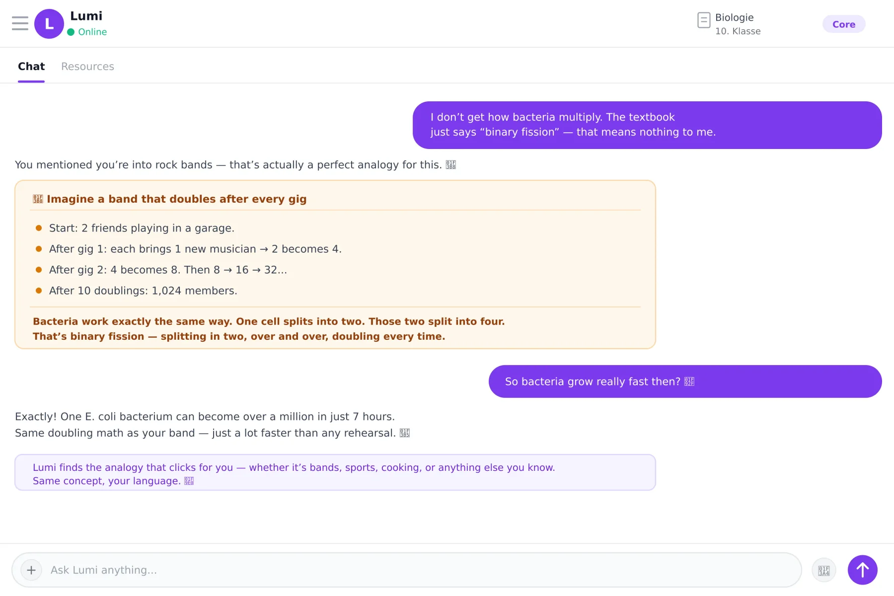 Lumi adapting its teaching style to match how the student learns best